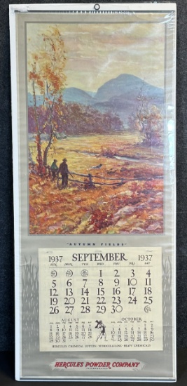 1937 Hercules Gun Powder Co Calendar Titled "Autumn Fields"