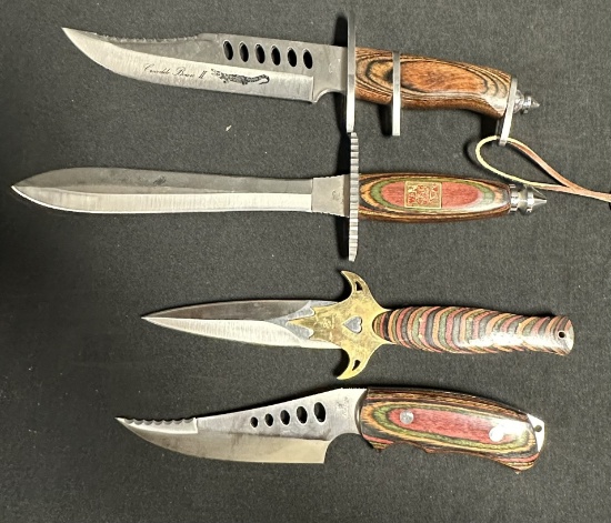 Lot 4 Frost Cutlery Knives: Crocodile Bowie II, Queen Of Hearts