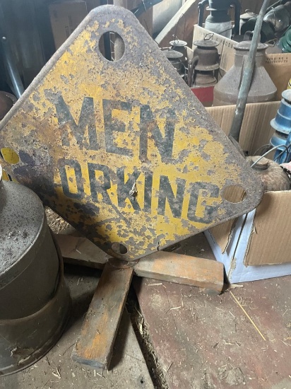 MEN WORKING ANTIQUE SIGN