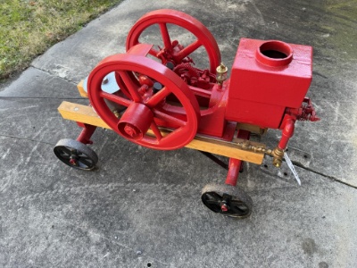 1-1/2 HP Waterloo boy engine on cart