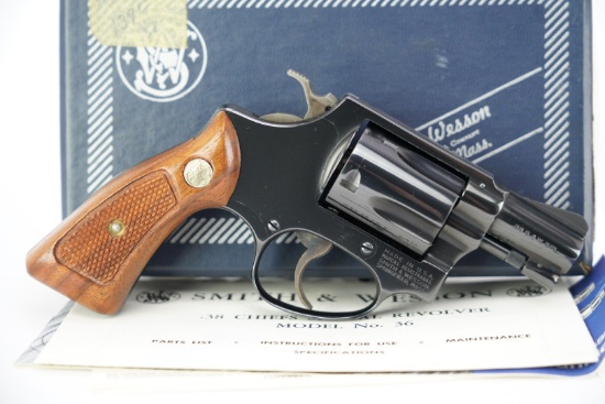 Smith & Wesson Model 36 Chiefs Special, .38 Special 2" Square Butt Revolver & Box