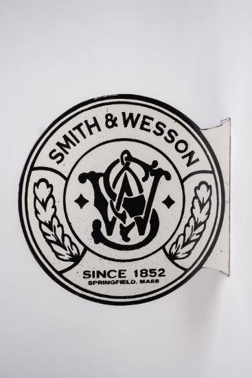 18 1/2" Smith & Wesson "Since 1852" Double Sided Porcelain Advertising Sign