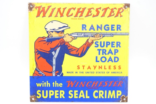 Vintage Winchester Range Super Trap Load Porcelain Sign