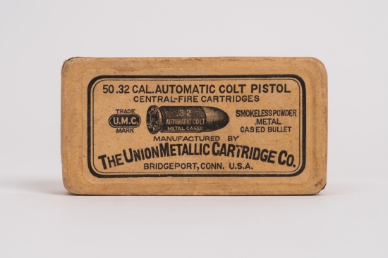 Sealed Vintage Ammunition Union Metallic Box, For Colt .32 Calibre Automatic Pistol