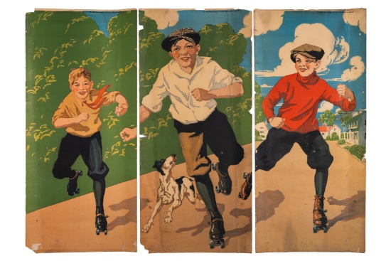3 Winchester Vintage Roller Skating Double Sided Framed Posters