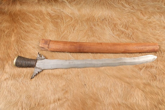 Antique 1900s Philippine Insurrection Moro Keris Native Warrior Kris Sword & Sheath