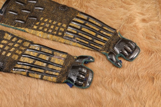 Antique 1860s Late Edo Period Japanese Kote Hand & Forearm Samurai Armor