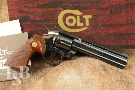 Colt Python Model I3660 6” Blued .357 Magnum Double Action Revolver & Box, 1979