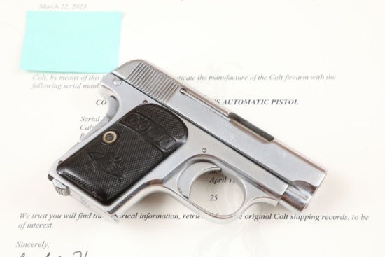 Early Colt Model 1908 Vest Pocket .25 ACP Semi-Automatic Pistol & Letter, 1909 C&R