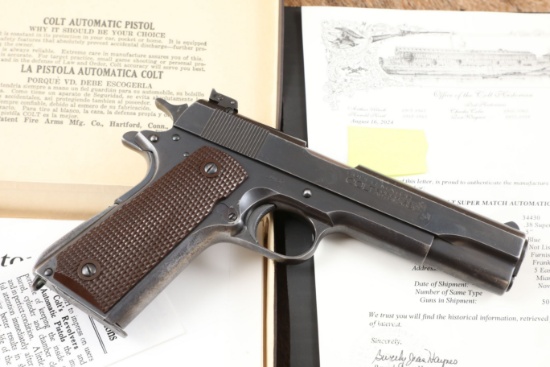 Pre-War Colt Super Match .38 Automatic Adjustable Sight 1911 Semi-Auto Pistol, Letter, 1939 C&R