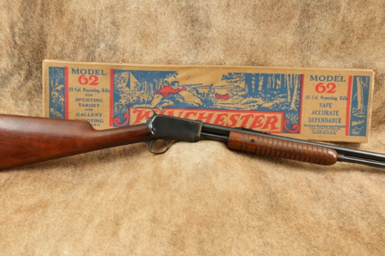 Original Winchester Model 62A .22 S/L/LR 23" Slide-Action Blued Takedown Rifle & Box 1942 C&R