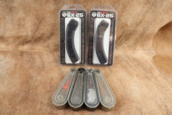 LOT 2x Ruger BX-25, 4x CMF Mitchell Arms Tear Drop 50rd Ruger 10/22 .22 LR Magazines