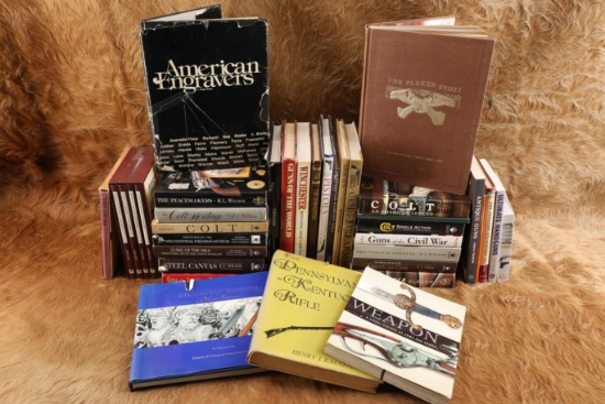 Lots Of 33 Firearm Books Including "The Parker Story by The Parker Story Joint Venture Group"