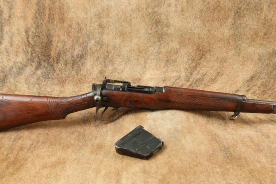 ROF Fazakerley No. 5 MKI Enfield 303 British 18.75" Jungle Carbine With Trench Art Stock 1945 C&R