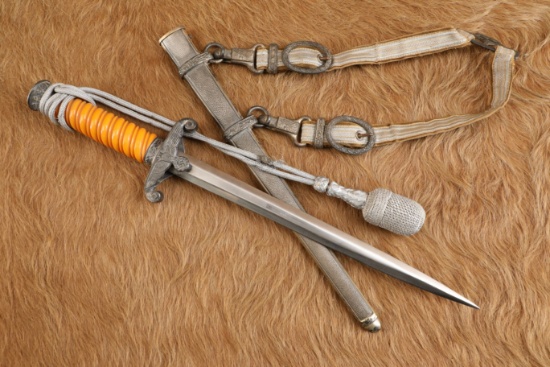 German Army WW2 WKC Heer Officer M-1935 Dress Dagger W/ Sheath, Hangers & Portepee