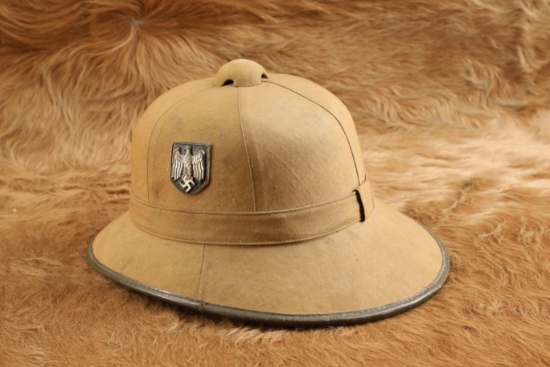 German Army WW2 DAK Afrika Korps 1st Pattern Khaki Pith Helmet