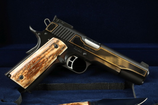 Kimber Super America 1911 .45 ACP Semi-Automatic Pistol 5” Mammoth Ivory Grips, Knife, Display Box