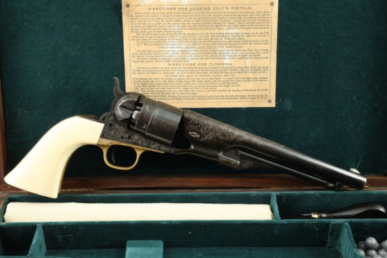 Cased Civil War William B. Ellis Engraved Colt 1860 Army 8” .44 Cal. Revolver, 1862 Antique