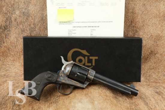 Colt 2nd Generation Single Action Army SAA 5 1/2" .45 Revolver, Box & Letter, 1959 C&R