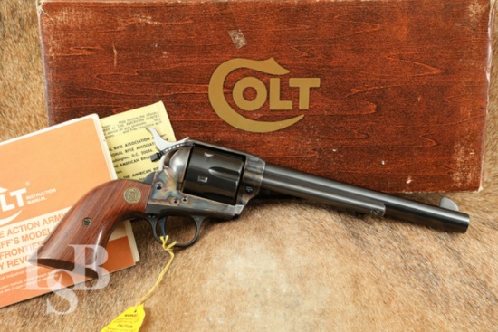 Colt Single Action Army Early 3rd Gen SAA 7.5” Blued & Case Colored .45 Colt Revolver & Box, 1979