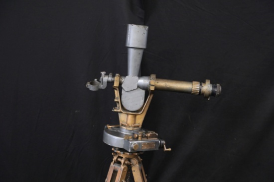 WWII Runway Surveyor Telescope M35 Herschede Clock Co. with Tripod Military Aviation Instrument