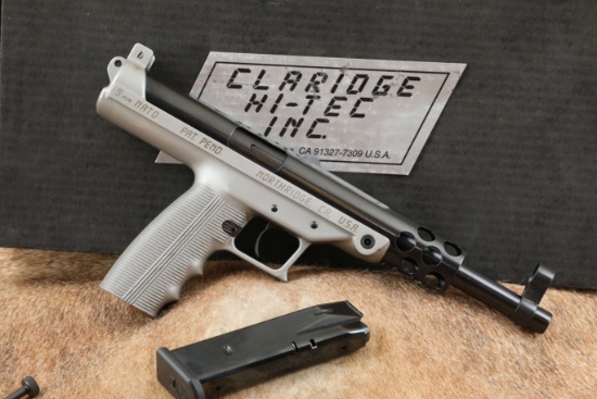 Claridge Family Collection Hi-Tec L-9 L9 Silver 9mm 7.5" Semi-Automatic Pistol 1990-1993