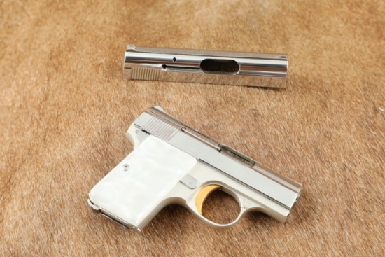 Baby Browning .25 ACP Chrome Semi-Automatic Pistol, MFD 1960s C&R
