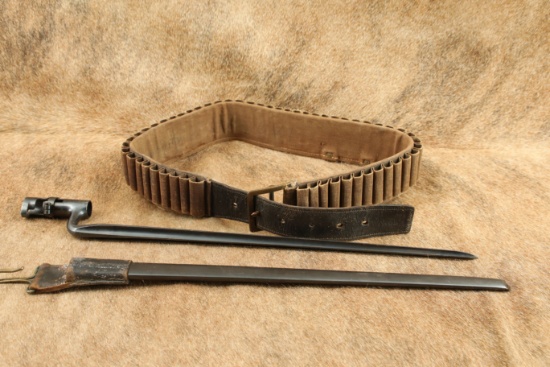 CANFIELD COLLECTION US Army Indian Wars M1879 Trials Prairie Belt & Socket Bayonet, Sheath, & Frog
