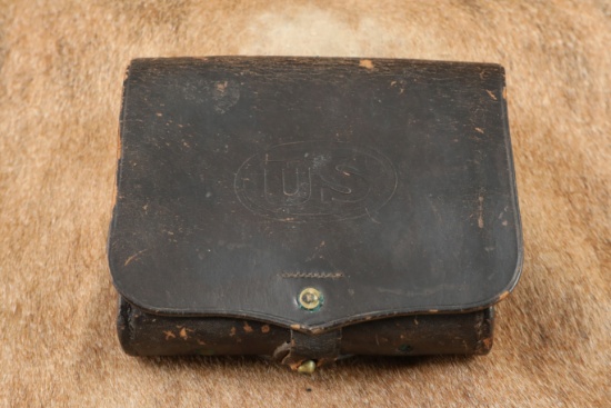 CANFIELD COLLECTION US Army Indian Wars Hagner No. 1 Trapdoor Springfield Leather Ammo Pouch, Round
