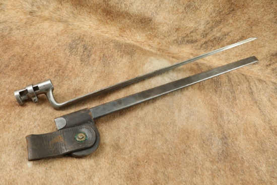 CANFIELD COLLECTION US Indian Wars Unmarked M-1873 Trapdoor Springfield Bayonet & Sheath "USN" Frog