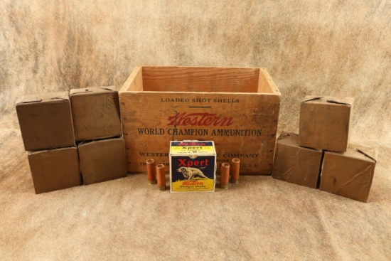CANFIELD COLLECTION US Army WW2 Western 12 GA 00 Buck 8x Boxes 200x Shells in Wood Cartridge Crate