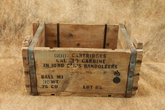 CANFIELD COLLECTION US Army WW2 M1 Carbine .30 Ball Bandoliers Wood Cartridge Crate