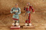 Vintage 1979 Fast Horse Family Bead Work South Dakota Native American Made Doll Statue Set of 2