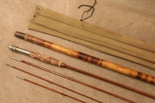 Winchester Split Bamboo 9' Three Piece Fly Rod With Bamboo Tip Tube & Cloth Bag