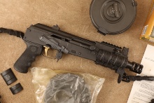 Custom Romarm Cugir Micro Draco 7.62x39mm 6" Semi-auto Pistol & 2 Drum Mags, Mfd 2016