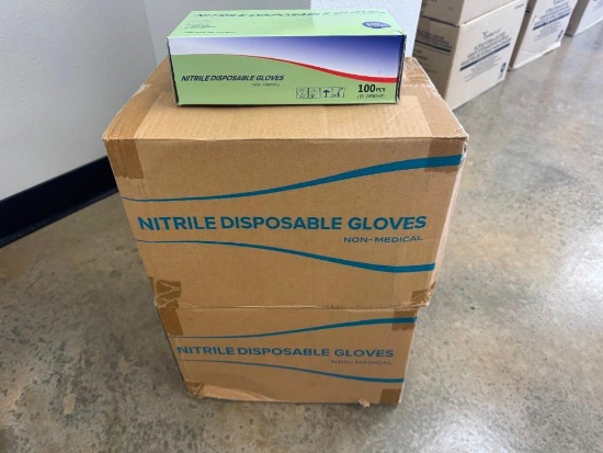 Large Nitrate Disposable Gloves - 2 Cases - 10 boxes per case -100 count gloves