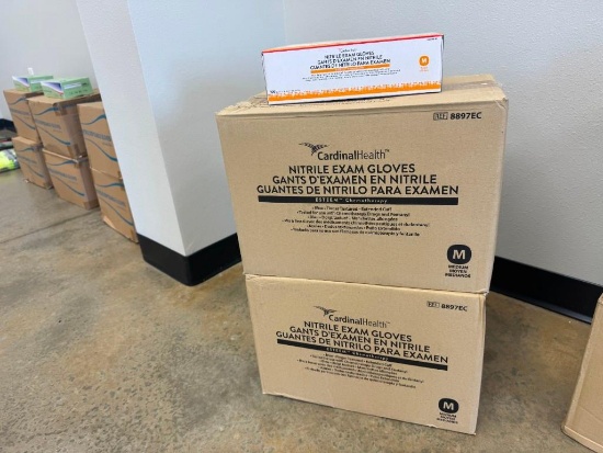 Medium Cardinal Nitrile Exam Gloves - Extra Thick - 2 Cases - 10 boxes per case - 100 count gloves