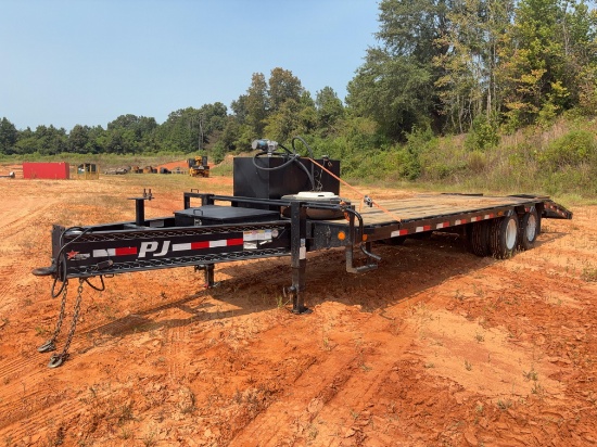 2020 P& J Pintle Hitch Trailer. 20 feet flat, 5 feet dove tale. Two 12k axles.