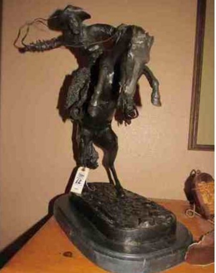 Frederick Remington cast bronze statue authorized edition "Wooly Chaps" 22"H x 16"L x 11"W