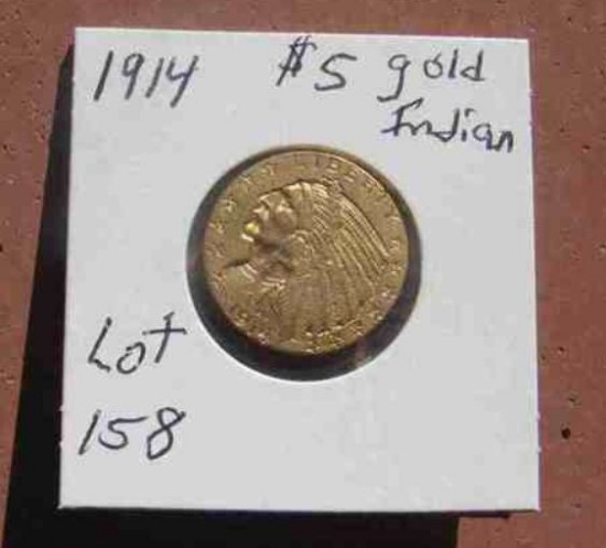 1914 $5 Indianhead Gold Piece obverse