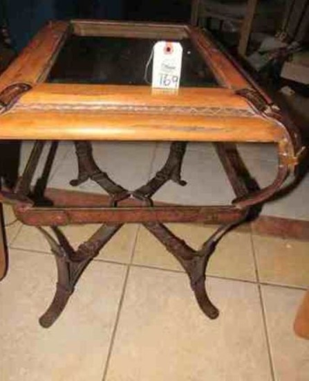 Western Lamp Table representing harness design. Matches lots 8 and 166