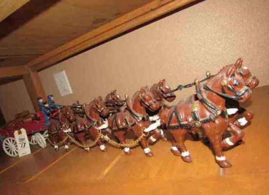 8 Horse miniture Budweiser hitch - Cast Metal