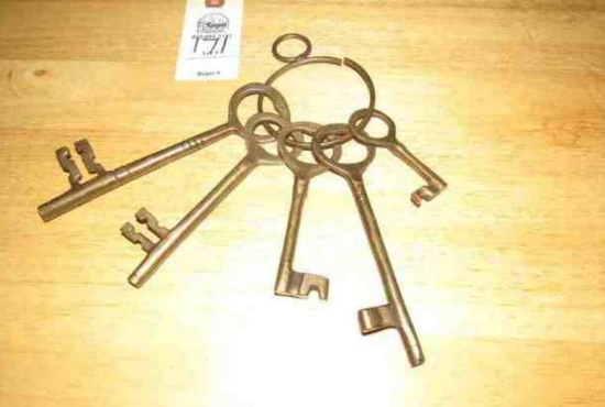 Antique authentic 5 keys from A.A. Hrubetz Merchantile & Grocery of Winona,, Minnesota