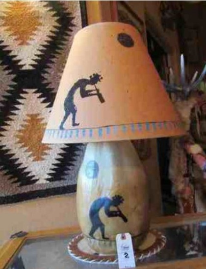 Table Lamp - pottery base Kokopelle design shade