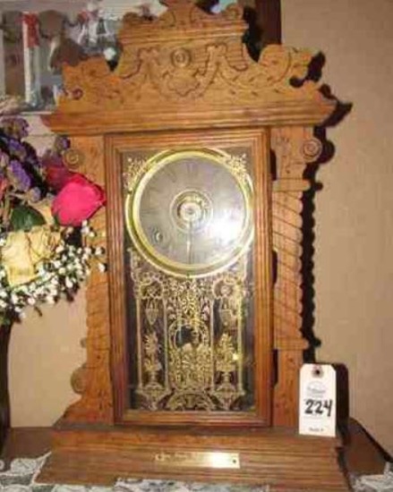 Mantle Clock made by Will Mangold, Armstrong Iowa, Uncle to O.C. Mangold, given as gift August 19, 1