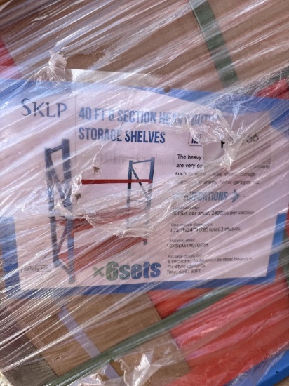 NEW UNUSED PALLET OF 40FT 6 SECTION STORAGE SHELVE