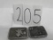 2 metal belt buckles made by Hit Line:  Louisville Foundry