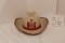 Men's large IH white straw hat with red brim and logo