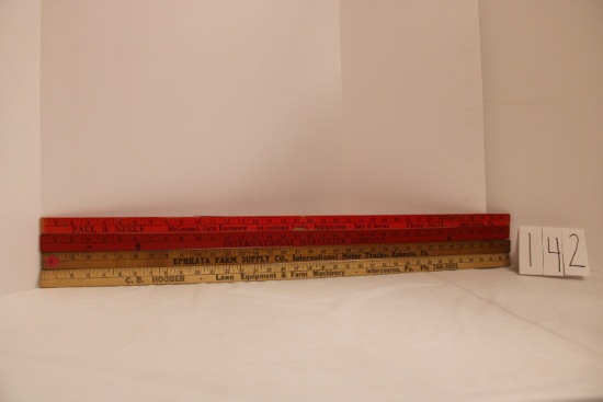 Group of 4 IH Yardsticks - CB Hoober Ephrata Farm Supply IH Paul B Neely IH Sales