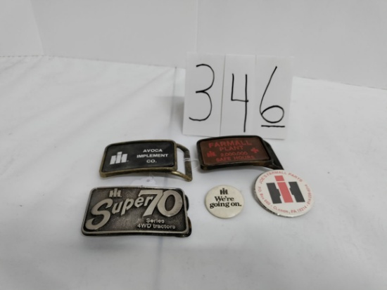 Lot of 3 belt buckles SpecCast Super 70 Unmarked Farmall Plant and Unmarked Avoca Implement Co and 2
